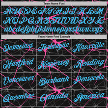 Charger l'image dans la galerie, Custom Black Sky Blue-Pink 3D Pattern Abstract Network Crackle Performance Polo Shirt