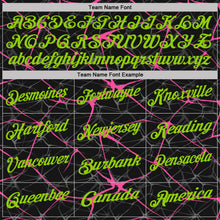 Laden Sie das Bild in den Galerie-Viewer, Custom Black Neon Green-Pink 3D Pattern Abstract Network Crackle Performance Polo Shirt