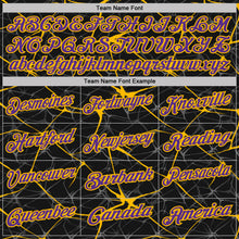 Laden Sie das Bild in den Galerie-Viewer, Custom Black Purple-Gold 3D Pattern Abstract Network Crackle Performance Polo Shirt