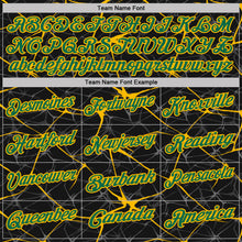 Load image into Gallery viewer, Custom Black Kelly Green-Gold 3D Pattern Abstract Network Crackle Performance Polo Shirt