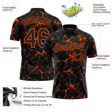 Charger l'image dans la galerie, Custom Black-Orange 3D Pattern Abstract Network Crackle Performance Polo Shirt