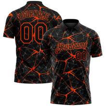 Charger l'image dans la galerie, Custom Black-Orange 3D Pattern Abstract Network Crackle Performance Polo Shirt
