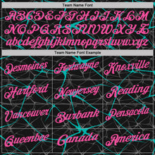Laden Sie das Bild in den Galerie-Viewer, Custom Black Pink-Aqua 3D Pattern Abstract Network Crackle Performance Polo Shirt