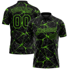 Laden Sie das Bild in den Galerie-Viewer, Custom Black-Aurora Green 3D Pattern Abstract Network Crackle Performance Polo Shirt