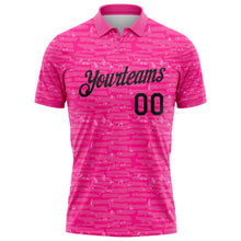 Загрузить изображение в средство просмотра галереи, Custom Pink-Black Distressed Fragment Brush Stroke Performance Polo Shirt