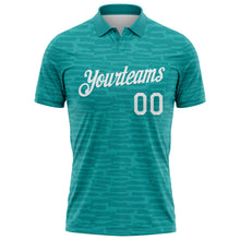 Charger l'image dans la galerie, Custom Teal-White Distressed Fragment Brush Stroke Performance Polo Shirt