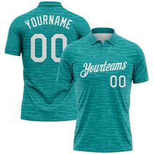 Charger l'image dans la galerie, Custom Teal-White Distressed Fragment Brush Stroke Performance Polo Shirt