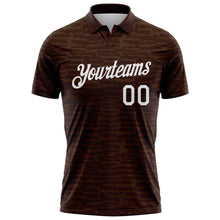 Load image into Gallery viewer, Custom Brown-White Distressed Fragment Brush Stroke Performance Polo Shirt