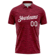 Load image into Gallery viewer, Custom Crimson-White Distressed Fragment Brush Stroke Performance Polo Shirt