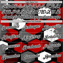 Load image into Gallery viewer, Custom Red Black Gray-White Modern Geometric Tech Hexagon Grid Performance Polo Shirt