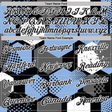 Laden Sie das Bild in den Galerie-Viewer, Custom Light Blue Black Gray-White Modern Geometric Tech Hexagon Grid Performance Polo Shirt