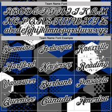 Загрузить изображение в средство просмотра галереи, Custom Royal Black Gray-White Modern Geometric Tech Hexagon Grid Performance Polo Shirt