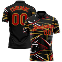 Загрузить изображение в средство просмотра галереи, Custom Black Red-Old Gold Dynamic Geometric Shard Performance Polo Shirt