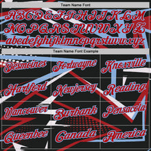 Charger l'image dans la galerie, Custom Black Red-Light Blue Dynamic Geometric Shard Performance Polo Shirt