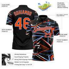Загрузить изображение в средство просмотра галереи, Custom Black Orange-Powder Blue Dynamic Geometric Shard Performance Polo Shirt