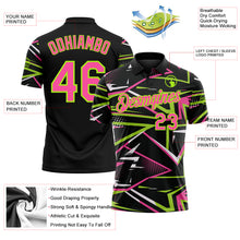Laden Sie das Bild in den Galerie-Viewer, Custom Black Pink-Neon Green Dynamic Geometric Shard Performance Polo Shirt