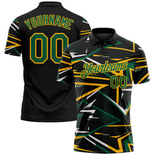 Charger l'image dans la galerie, Custom Black Kelly Green-Gold Dynamic Geometric Shard Performance Polo Shirt