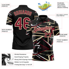 Load image into Gallery viewer, Custom Black Crimson-Cream Dynamic Geometric Shard Performance Polo Shirt
