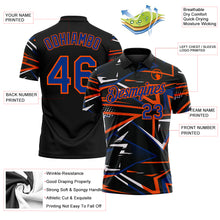Laden Sie das Bild in den Galerie-Viewer, Custom Black Royal-Orange Dynamic Geometric Shard Performance Polo Shirt