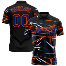 Laden Sie das Bild in den Galerie-Viewer, Custom Black Royal-Orange Dynamic Geometric Shard Performance Polo Shirt