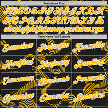 Charger l'image dans la galerie, Custom Black Gold-White 3D Pattern Abstract Fluid Swirl Line Performance Polo Shirt