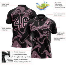 Charger l'image dans la galerie, Custom Black-Light Pink 3D Pattern Abstract Fluid Swirl Line Performance Polo Shirt