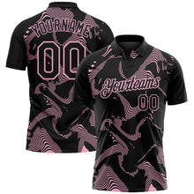 Charger l'image dans la galerie, Custom Black-Light Pink 3D Pattern Abstract Fluid Swirl Line Performance Polo Shirt