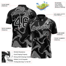 Laden Sie das Bild in den Galerie-Viewer, Custom Black-White 3D Pattern Abstract Fluid Swirl Line Performance Polo Shirt