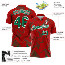 Загрузить изображение в средство просмотра галереи, Custom Red Kelly Green-White 3D Pattern Abstract Fluid Swirl Line Performance Polo Shirt