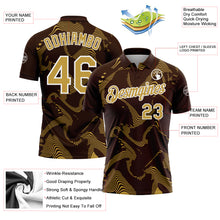 Charger l'image dans la galerie, Custom Brown Old Gold-White 3D Pattern Abstract Fluid Swirl Line Performance Polo Shirt