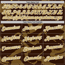 Charger l'image dans la galerie, Custom Brown Old Gold-White 3D Pattern Abstract Fluid Swirl Line Performance Polo Shirt