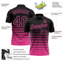 Load image into Gallery viewer, Custom Black-Pink Horizontal Gradient Stripe Performance Polo Shirt