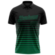 Load image into Gallery viewer, Custom Black-Kelly Green Horizontal Gradient Stripe Performance Polo Shirt