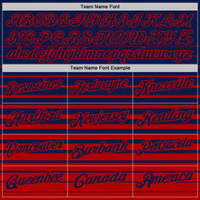 Laden Sie das Bild in den Galerie-Viewer, Custom Navy-Red Horizontal Gradient Stripe Performance Polo Shirt