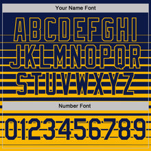 Загрузить изображение в средство просмотра галереи, Custom Navy-Gold Horizontal Gradient Stripe Performance Polo Shirt