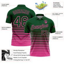 Load image into Gallery viewer, Custom Green-Pink Horizontal Gradient Stripe Performance Polo Shirt