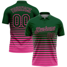 Load image into Gallery viewer, Custom Green-Pink Horizontal Gradient Stripe Performance Polo Shirt