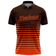 Charger l'image dans la galerie, Custom Brown-Orange Horizontal Gradient Stripe Performance Polo Shirt