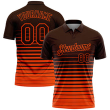 Charger l'image dans la galerie, Custom Brown-Orange Horizontal Gradient Stripe Performance Polo Shirt