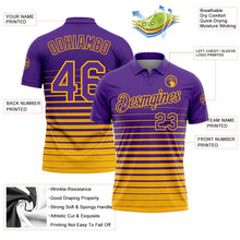 Load image into Gallery viewer, Custom Purple-Gold Horizontal Gradient Stripe Performance Polo Shirt
