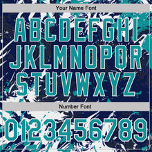 Laden Sie das Bild in den Galerie-Viewer, Custom Navy Teal-White Dynamic Splatter Brush Stroke Performance Polo Shirt
