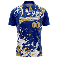 Charger l'image dans la galerie, Custom Royal Old Gold-White Dynamic Splatter Brush Stroke Performance Polo Shirt