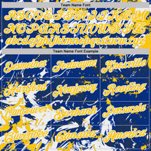 Load image into Gallery viewer, Custom Royal Yellow-White Dynamic Splatter Brush Stroke Performance Polo Shirt