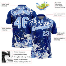 Загрузить изображение в средство просмотра галереи, Custom Royal Light Blue-White Dynamic Splatter Brush Stroke Performance Polo Shirt