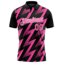 Загрузить изображение в средство просмотра галереи, Custom Black Pink-White Geometric Zigzag Shape Lightning Performance Polo Shirt