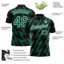 Charger l'image dans la galerie, Custom Black Kelly Green-White Geometric Zigzag Shape Lightning Performance Polo Shirt