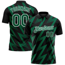 Charger l'image dans la galerie, Custom Black Kelly Green-White Geometric Zigzag Shape Lightning Performance Polo Shirt
