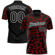 Загрузить изображение в средство просмотра галереи, Custom Black Red-White 3D Pattern Abstract Network Crackle Performance Polo Shirt