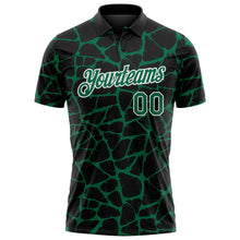 Charger l'image dans la galerie, Custom Black Kelly Green-White 3D Pattern Abstract Network Crackle Performance Polo Shirt