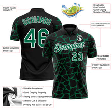 Charger l'image dans la galerie, Custom Black Kelly Green-White 3D Pattern Abstract Network Crackle Performance Polo Shirt